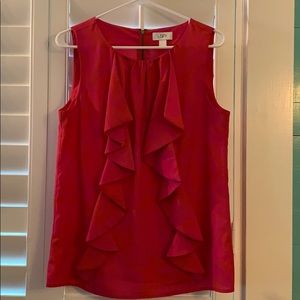 Ann Taylor Sleeveless Pink Ruffled Blouse Size M